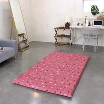 양면누빔 바닥에 까는 3단 접이식 폴리곤 요매트(매트커버+매트솜 포함) S/SS/Q 자체제작, 폴리곤 핑크