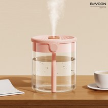 바이윤 USB 미니 가습기 소형 저소음 독서실 휴대용 무드등 조용한 차량용 원룸 사무실 통세척 듀얼 1.5L, 핑크, 핑크