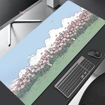녹색 식물 귀여운 마우스 패드 대형 패드 게이머 컴퓨터 카와이 키보드 블루 테이블 매트 데스크 침실 십대 소녀용, SS007GRA (7)_550x1000x3mm