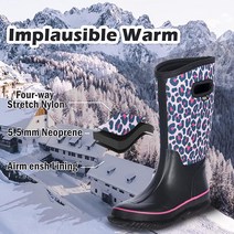 WTW 여성용 고무 레인 부츠 방수 단열 네오프렌 정원 Muck 부츠 여성.. 정품보장, Rose Leopard