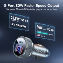 차량 충전 QOOVI-80W 차량용 충전기 PD USB c타입 듀얼 포트 핸드폰 아이폰 13 샤오미 삼성호환 아이패드, 01 PD QC 80W