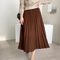 오키 여성용 플랫 모직 플리츠 스커트