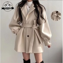 Bersdnor 봄철 가을 여성 루즈핏 트렌치 코트 하프 모직 코트
