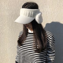 로로얼로이 여성겨울골프모자 귀마개 니트 퍼 모자 귀달이 방한 스키장 썬캡, [컬러] 화이트