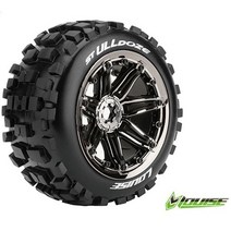 LOUISE RC L-T3288BC ST-ULLDOZE 1/8 STADIUM TRUCK TIRE / SPORT BLACK CHROME SPOKE RIM HEX 17MM 본딩완료(반대분) (1/8몬스터타이어)
