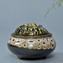 인센스홀더 Fambe 골드 향 버너 홀더 세라믹 골동품 구리 합금 커버 플레이트 향로 고딕 장식198855, WHITE