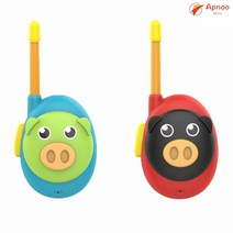 Apnoo 초소형 무전기 귀여운 어린이 무전기 착한돼지 walkie-talkie 세트, 블루+빨간색