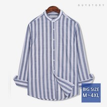 가이스토리 남성용 긴팔 빅사이즈 남방 트리스 차이나넥 셔츠