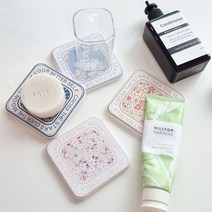 미플래닛 플라워 규조토 비누받침 욕실트레이 [4style], 1개, 정사각 코발트