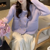 라운드넥 더블버튼 가디건 H34260t