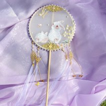 너슬부채 밸리 컬러풀 클래식 전통 현대무용 무용학원 안무 무대 그라데이션 퍼포먼스, 토끼털나비 지름 15cm 총장 35