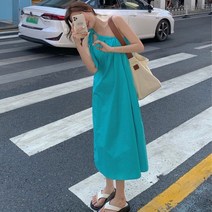 특이한 휴양지원피스 해변룩 롱비치원피스 등없는드레스 여름휴양지원피스