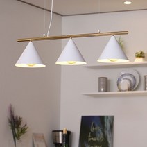 세이라 3등 펜던트 화이트 블랙 LED 식탁등 카페조명, 화이트+골드, LED볼구12W 전구색(노란빛)3개
