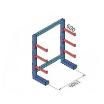 작업장 보관랙 캔틸레버 팔레트 랙 선반 양방향 창고, 1개, 단면 4단 선반+단층 내하중 0.5톤
