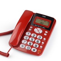 아이텍 유선 일반 전화기 증설 사무실 빅버튼 전화기 발신자표시 레드 블랙 IK-310, IK-310 레드