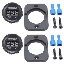 2X 12V-24V Waterproof Car Motorcycle LED Digital Display Voltmeter Voltage Meter Black, 01 Black