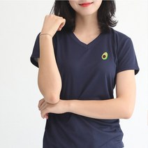 멋지군 쿨론 기능성 브이넥 아보카도 자수 쿨 반팔 티셔츠