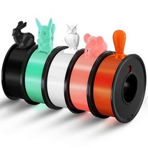 Haosegd 3D 프린터 필라멘트 PLA 1.75mm 3D 인쇄 재료 5가지 색상 번들 인쇄 필라멘트 1.75mm 화이트 블랙 실버 퍼플 투명 정확도 ±0.02mm 필라멘트 스, White+ Black+ Light Green+ Ora, White+ Black+ Light Green+ Ora