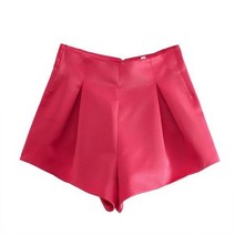 여자 숏팬츠 밴딩 바스락 반바지 세련된 패션 Pleated 빈티지 높은 허리 뒤 지퍼 짧은 바지 캐주얼 느슨한 사무실 레이디 옷