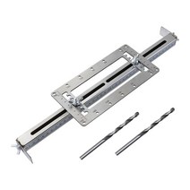 ST SHOP 분리형 diy 목공 구멍 펀치 로케이터 템플릿 가구 핸들 드릴 가이드 펀칭 구멍 눈금자 도구, 100x410mm, 실버, 스테인리스