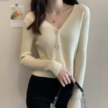 데이홀릭 여성용 봄가을 베이직 무지 단추 파스텔 소프트 니트 가디건