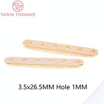 31PCS 22x3.6MM 24K 골드 컬러 황동 5 구멍 커넥터 스페이서 비즈 DIY 쥬얼리 결과 액세서리 만들기, [08] 6168-6 Holes