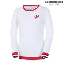 윌링 여성 아이보리 라인 라운드넥 니트