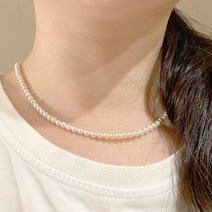 여자은목걸이 925xxxxx초기화 진주 목걸이 초크 레이어드링 트렌드심플 코디가잘되는 장식품 조절가능