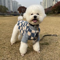 반려동물 맞춤 제작 패딩 조끼 강아지옷 뿌리네 잡화점, 체크 뽀글이 양면조끼