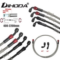 유압호스 고압 범용 400mm - 2200mm 오토바이 유압 브레이크 호스 라인 케이블 28-90 도 10mm 밴조 파이프, 02 500 mm