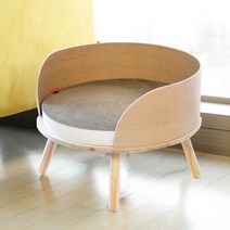펫라운지_S[짧은다리스크래처]+실내 원목 강아지 고양이 집 하, 단품