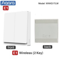 Aqara-스마트 벽 스위치 E1 지그비 3.0 스마트 홈 무선 키 라이트 스위치 파이어 와이어 중립 없음 Mi Home homekit 앱, 02 Wireless 2 key