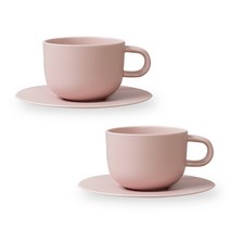 보울보울 볼볼 홈파티 커피잔 350ml + 소서 세트, 파우더핑크, 2개