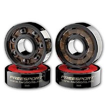 FreeSport 고속 608RS 하이브리드 세라믹 베어링(팩 8개) 7개 블랙 롤러 스케이트 인라인 스케이트보드 휠, 검은색
