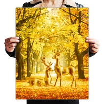 파센 DIY 보석 십자수 캔버스형 50 x 40 cm, 1세트, KK-006 황금사슴이요