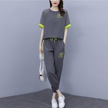 티티웍스 레터링 데일리 배색 조거 반팔 트레이닝복 상하세트