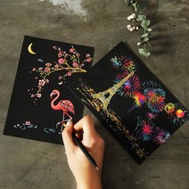 잡화다식 스크래치 나이트뷰 컬러링 엽서, 1개, 건물