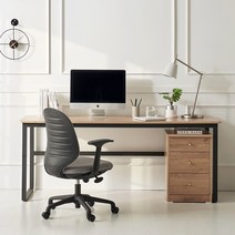 DIY 미슈레 LPM 철제 입식 컴퓨터 일자 책상 1500, 화이트/오크