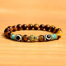 Buddha Head Mens Bracelet/Jewelry Beaded Bracelets And Bangles Charms Natural Stone Tiger Eye Couple, AB224-7