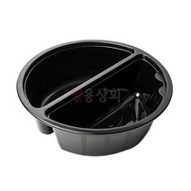 일용상회 다회용 면용기 PS 2168-2A 210파이 중 2칸 900ml 280개 검정 중화용기 짬짜면, 뚜껑400개