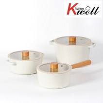 [키친웰] IH 냄비 3종 세트 (편수냄비 18cm + 양수냄비 20cm+곰솥냄비 22cm, 상세 설명 참조