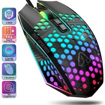 게이밍 마우스 PC 벌집 게이머 RGB 게이밍마우스 유선 인체 공학적 6단계 최대 8000 DPI 7가지 프로그래밍 가능한 버튼 백라이트 모드 노트북 맥 윈도우 비스타 리눅스용 (, Honeycomb Shell, White