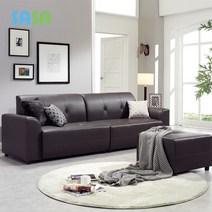 사사가구 리저드 4인 가죽소파 + 스툴, 화이트