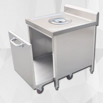 잔반처리대 구내식당 휴게소 음식 수거통 퇴식구 음식물 처리대, B.60x60x80+15 바퀴형