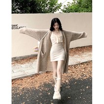 가을 여성 캐주얼 뽀글이 롱 루즈핏 스웨터 코트