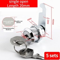 스테인레스 사서 고충처리 소리 벽걸이 우편 함 5SETS Security Lock Metal Alloy Cylinder Cabinet Cam Wi, 02 Private key 20mm