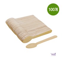 일회용 나무 숟가락 14cm 벌크 1봉(100개입) / 수저 테이크아웃 배달용 캠핑용, 1개, 100개