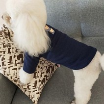 반려동물 애완동물 강아지 애견 고양이 패턴 의류 옷, 네이비_L
