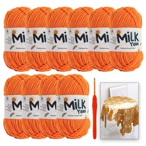 [니뜨] 밀크얀 뜨개실 x 10볼 + 모사용 코바늘 5/0호 + 모티브 블랭킷도안, 64_만다린