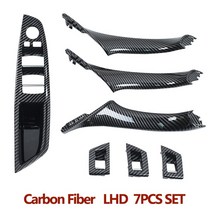자동차손잡이교체 내부손잡이업그레이드 된 새로운 인테리어 도어 팔걸이 창 스위치 패널 풀 핸들 세트 BM, 09 Carbonfiber LHD 7PCS